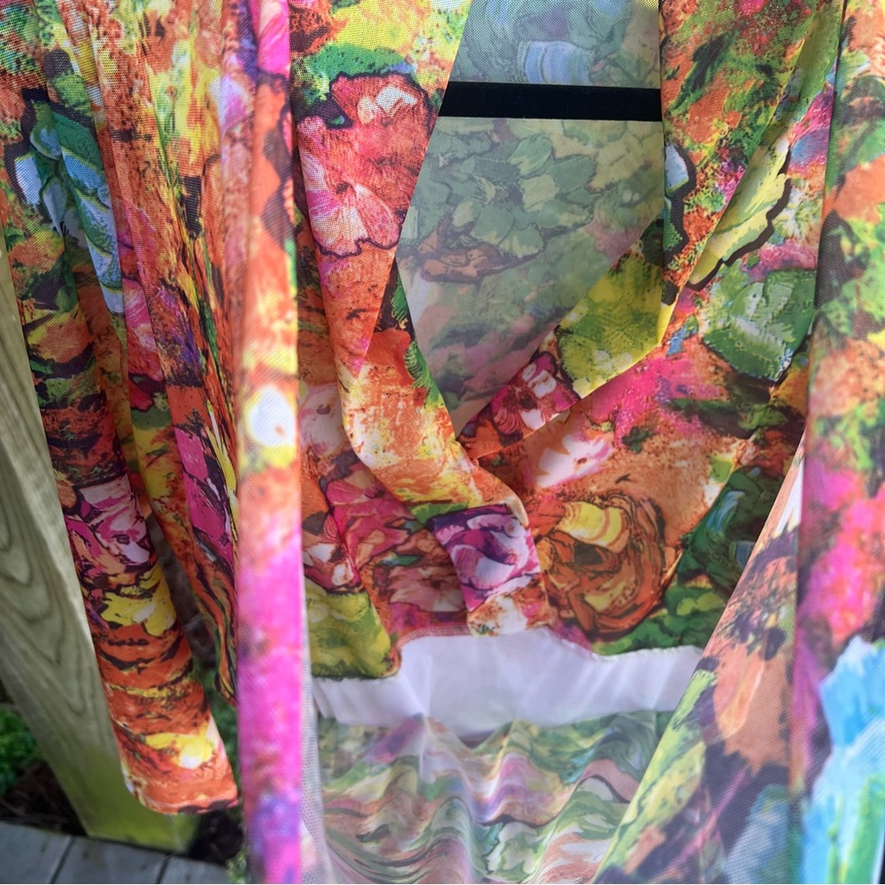 JULIETTE•COLORFUL SHEER DRAPING
BLOUSE.SIZE MEDIUM - Picture 8 of 14